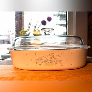 💙Vintage Corning Ware Country Cornflower 2.5L Square Casserole & Pyrex Lid🪻80s